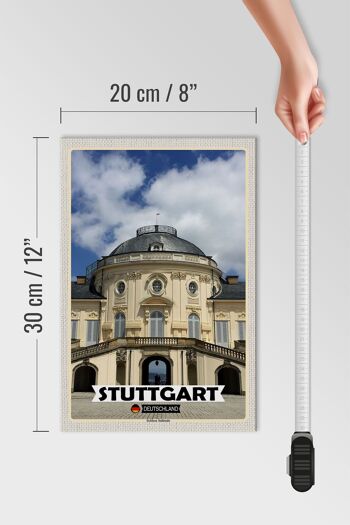 Panneau en bois villes Château de Stuttgart Solitude 20x30cm 4