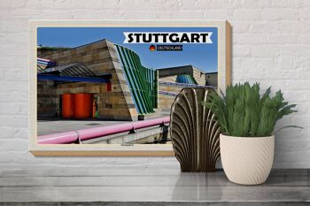 Panneau en bois villes Galerie d'État de Stuttgart 30x20cm 3
