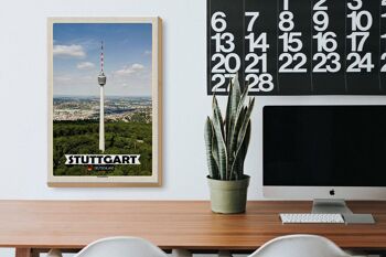 Panneau en bois villes Stuttgart tour TV ville 20x30cm 3