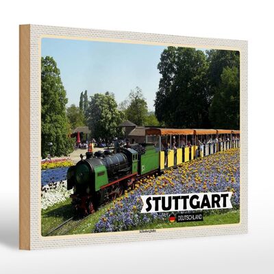 Cartel de madera ciudades Stuttgart Killesbergbahn Park 30x20cm