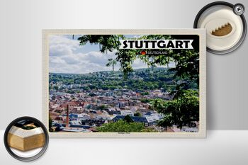 Panneau en bois vue sur la ville de Stuttgart Ouest 30x20cm 2