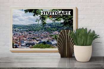 Panneau en bois vue sur la ville de Stuttgart Ouest 30x20cm 3