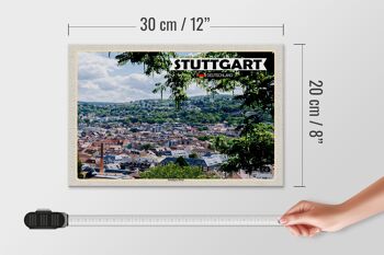 Panneau en bois vue sur la ville de Stuttgart Ouest 30x20cm 4