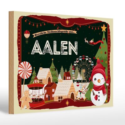 Panneau en bois Salutations de Noël AALEN cadeau 30x20cm