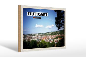 Panneau en bois vue sur les villes de Stuttgart Sud 30x20cm 1