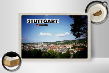 Panneau en bois vue sur les villes de Stuttgart Sud 30x20cm 2