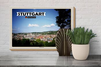 Panneau en bois vue sur les villes de Stuttgart Sud 30x20cm 3