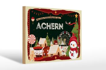 Panneau en bois voeux de Noël ACHERN cadeau 30x20cm 1