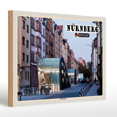 Cartel de madera ciudades Nünberg Kaulbachplatz arquitectura 30x20cm