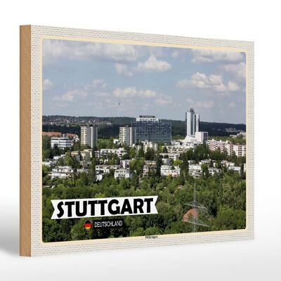 Cartel de madera ciudades Stuttgart Möhringen ciudad 30x20cm