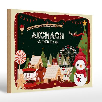 Cartello in legno Auguri di Natale AICHNACH AN DER PAAR 30x20cm
