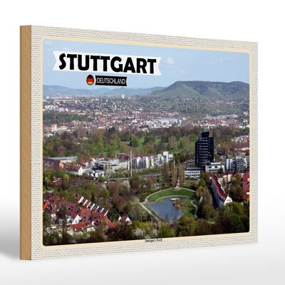 Cartel de madera ciudades Stuttgart Norte de Alemania 30x20cm