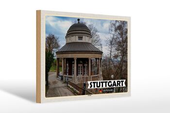 Panneau en bois villes bâtiment salon de thé Stuttgart 30x20cm cadeau 1
