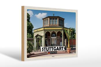 Panneau en bois villes Stuttgart Wilhelma architecture 30x20cm 1