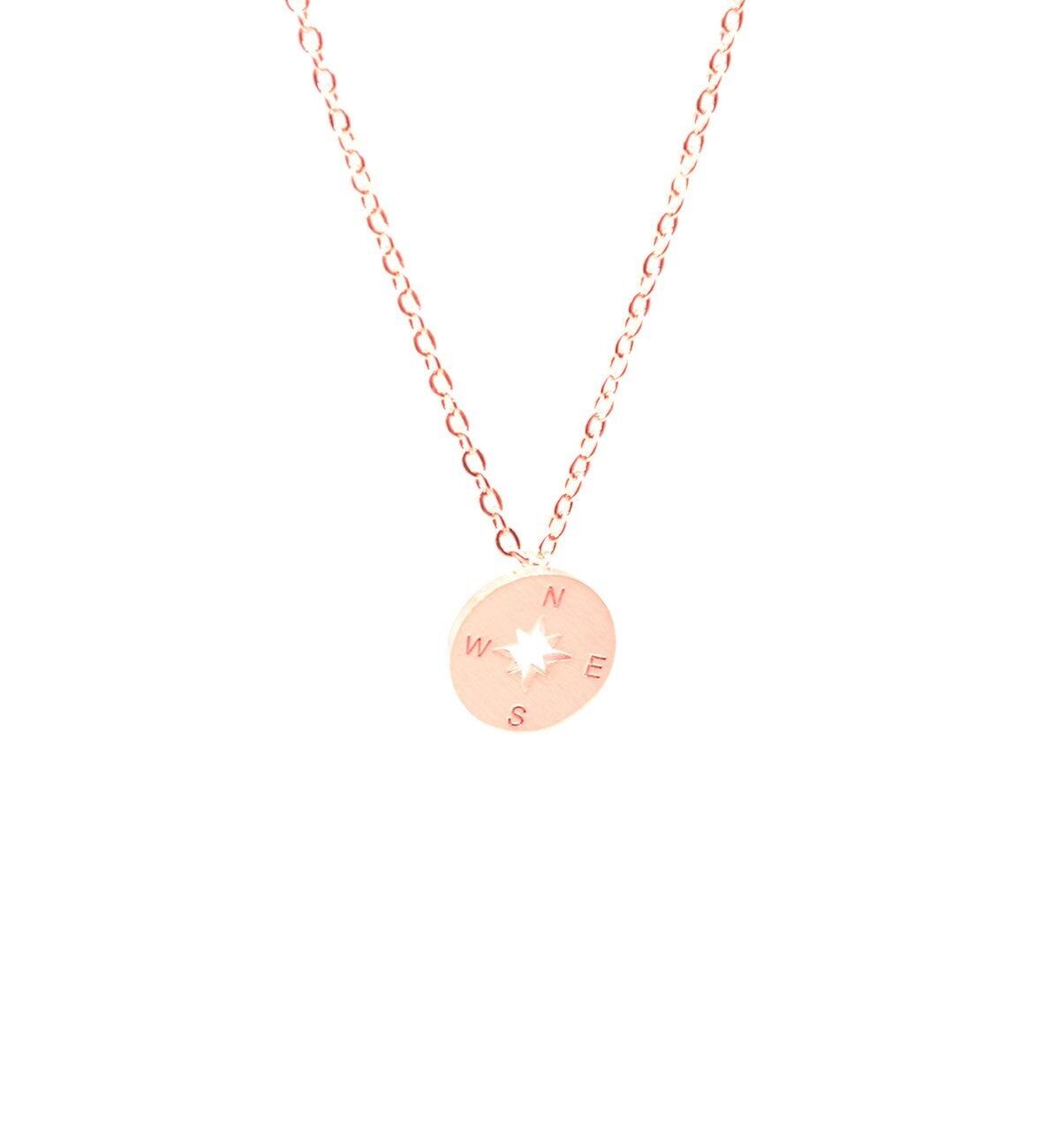 Necklace compass rose gold