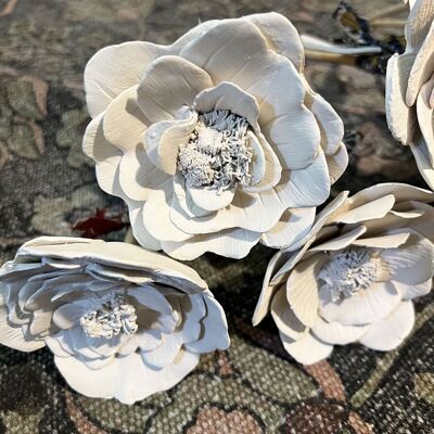 Raw ceramic flower, “Love” tassel