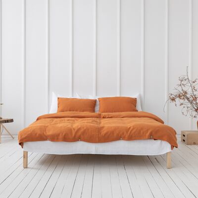 Linen Bedding Set with coconut buttons in Light Chestnut (Queen)
