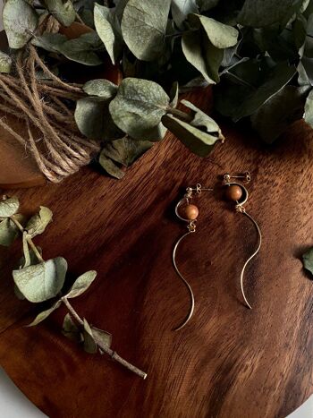 Boucles d'Oreilles Boules en Bois - Noisette