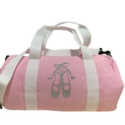 Pink dance bag with silver slippers