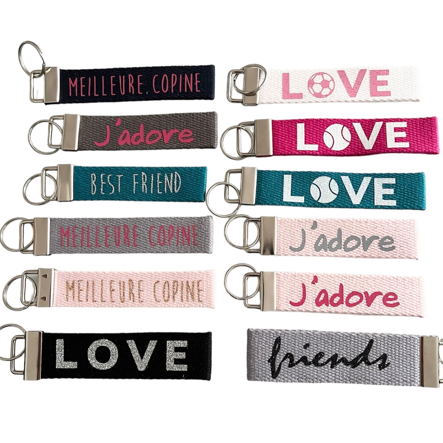 Lot de 12 porte-clés ados filles