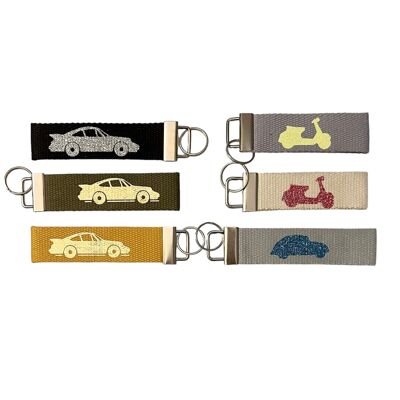 Set of 6 car and scooter key rings