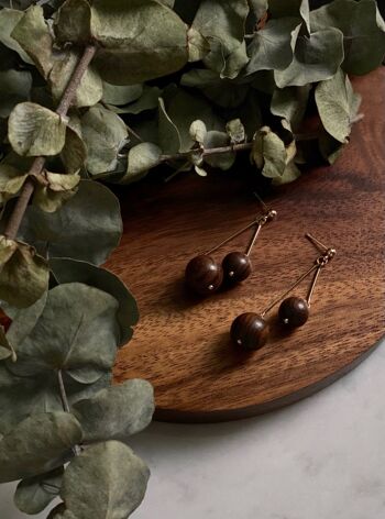 Boucles d'oreilles boules en bois – Gémeaux 4