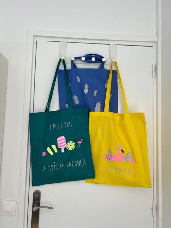 Lot de 3 sacs tote-Bag Eté Ananas pailletés