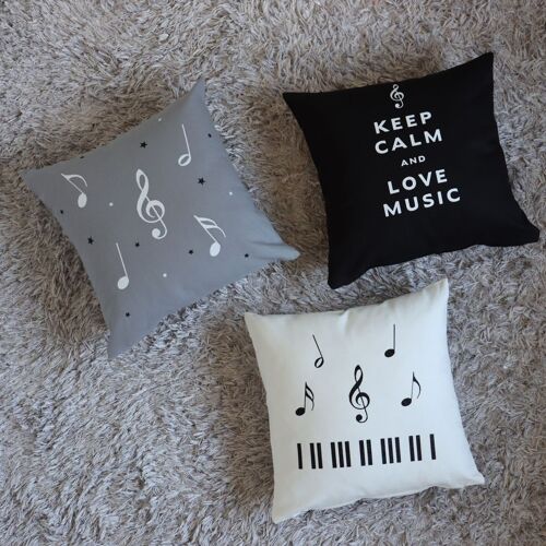 Lot de 3 coussins musique