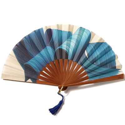 Blue Wave wooden fan