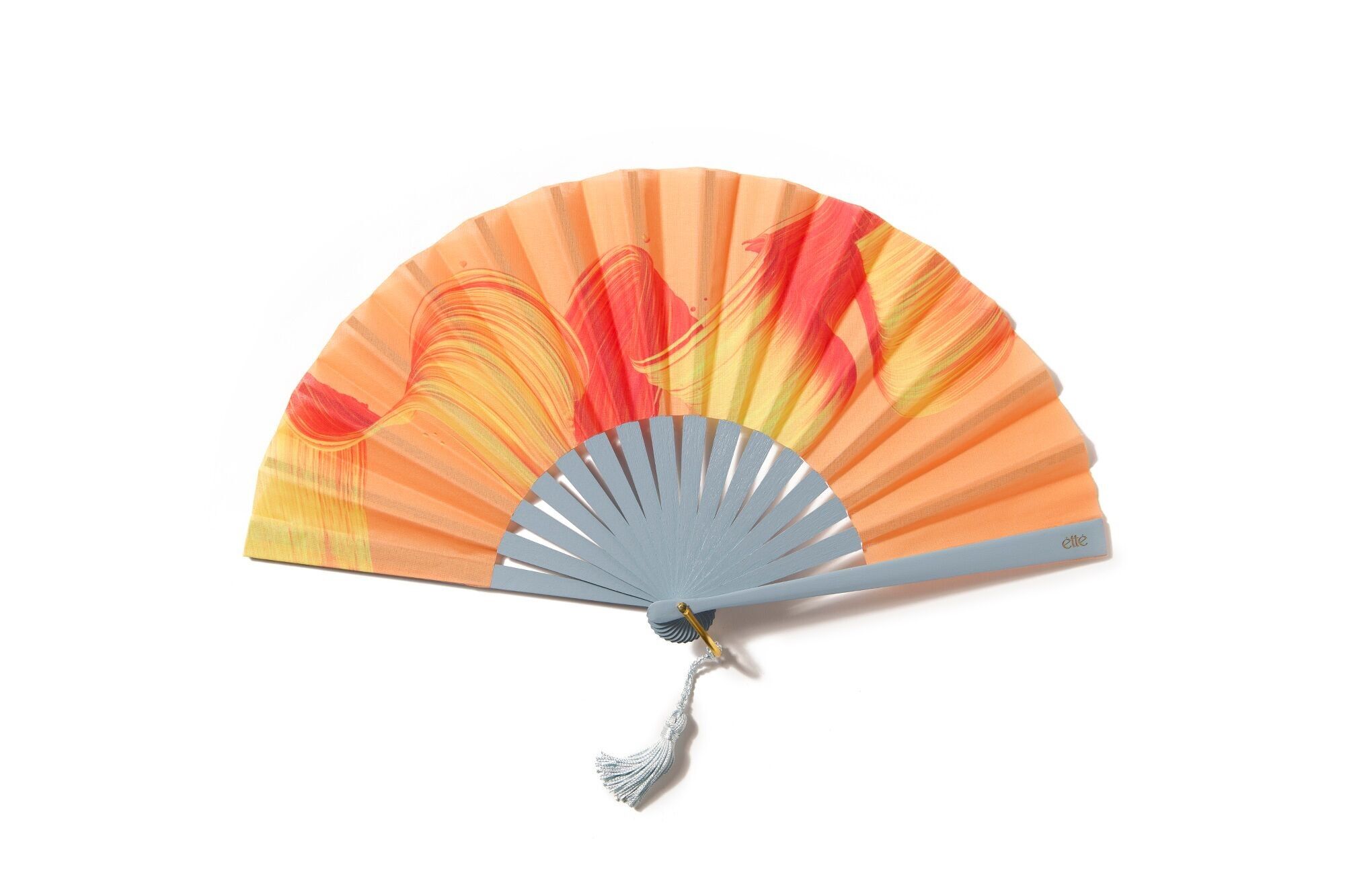 Abanico de madera Orange Wave