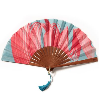 Pink Wave wooden fan