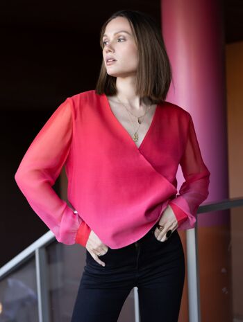 Blouse en soie sunset rouge Ibiza 7