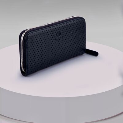 CAPUCINE Perforated Navy companion wallet