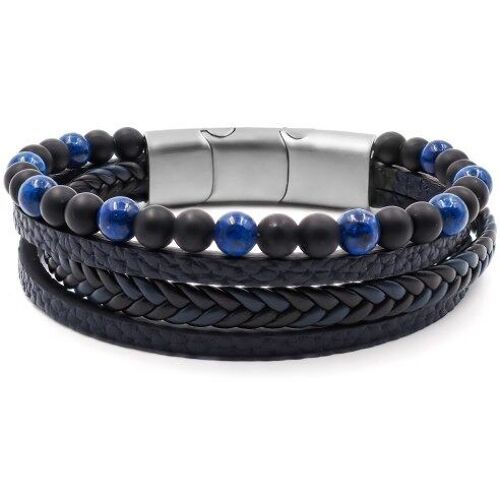 Bracelet acier pour homme imitation cuir