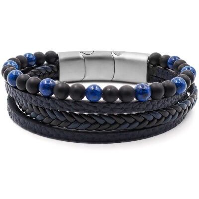 Steel bracelet for men with imitation leather