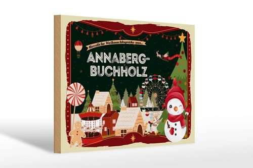 Holzschild Weihnachten Grüße aus ANNABERG-BUCHHOLZ Deko30x20cm