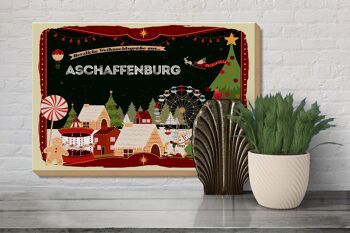 Panneau en bois Salutations de Noël ASCHAFFENBURG cadeau 30x20cm 3