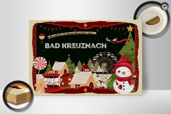 Panneau en bois Vœux de Noël BAD KREUZNACH cadeau 30x20cm 2