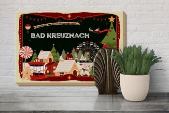 Panneau en bois Vœux de Noël BAD KREUZNACH cadeau 30x20cm 3