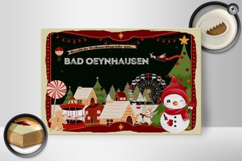 Panneau en bois Vœux de Noël BAD OEYNHAUSEN cadeau 30x20cm 2