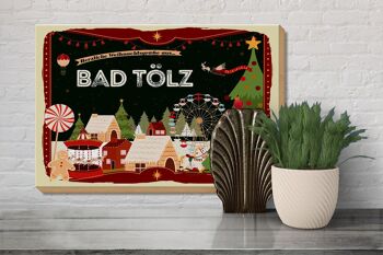 Panneau en bois Salutations de Noël BAD TÖLZ cadeau 30x20cm 3