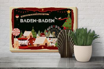 Panneau en bois Salutations de Noël de BADEN-BADEN 30x20cm 3