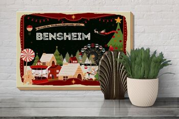 Panneau en bois voeux de Noël cadeau BENSHEIM 30x20cm 3
