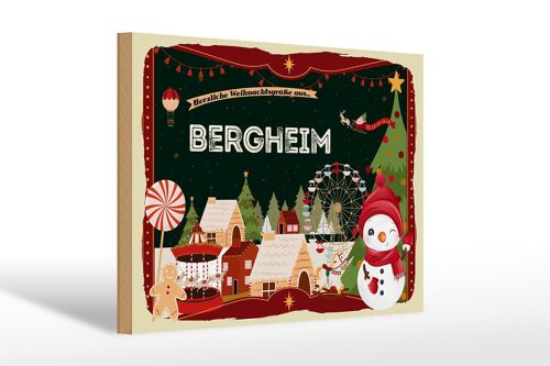 Holzschild Weihnachten Grüße BERGHEIM Geschenk 30x20cm