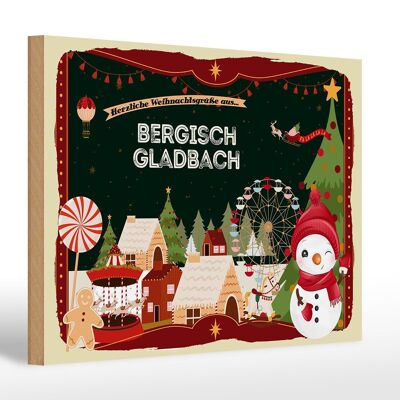 Cartel de madera Saludos navideños de BERGISCH GLADBACH 30x20cm