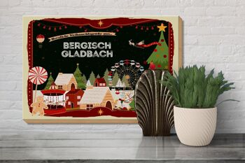 Panneau en bois Salutations de Noël de BERGISCH GLADBACH 30x20cm 3