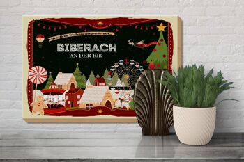 Panneau en bois Salutations de Noël de BIBERACH sur le Riß 30x20cm 3