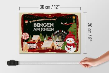 Panneau en bois Vœux de Noël BINGEN AM RHEIN 30x20cm 4
