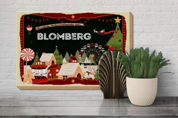 Panneau en bois Salutations de Noël Cadeau BLOMBERG 30x20cm 3