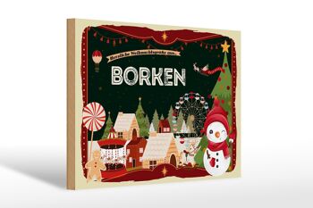 Panneau en bois Salutations de Noël de BORKEN cadeau 30x20cm 1